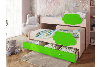 Кровать Соник с ящиком млечный дуб-лайм