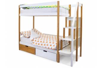Двухъярусная кровать Svogen с ящиками дерево-белый