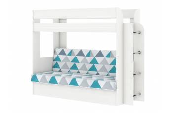 Кровать двухъярусная Карамель 75 бодега светлый-бирюзовые треугольники