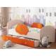 Кровать Тучка с бортиками и ящиком дуб млечный с оранжевым