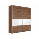 Шкаф-купе Прайм Широкий 2-х дверный ДСП/вставки Стекло Белое Крафт табачный