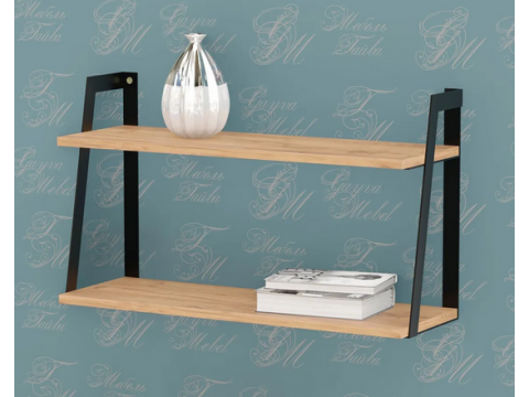 Полка металлическая ЛОФТ-2 Дуб крафт золотой-черный матовый