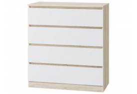 Комод 4 ящика Лори дуб сонома, белый