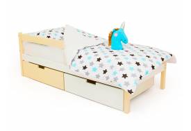 Кровать Svogen classic с ящиками и бортиком бежево-белый