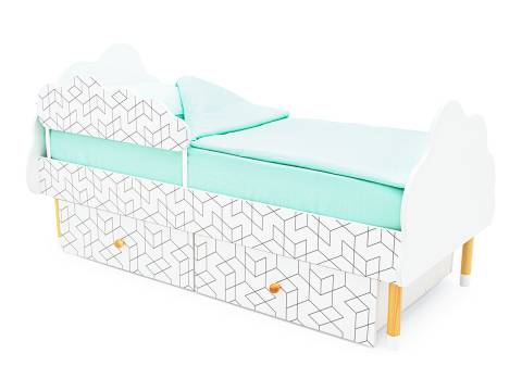 Кровать Stumpa Облако бортик и ящики рисунок Кубики