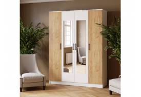 Шкаф комбинированный Ларс 1600 белый-дуб крафт золотой