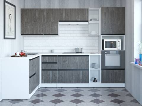 Кухонный гарнитур Ноктюрн мега прайм 1500х2700 мм