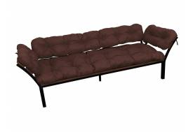 Диван Дачный с подлокотниками коричневая подушка