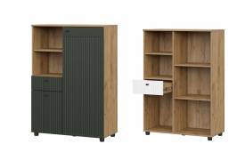 Тумба многофункциональная Милан Дуб Золотой/Олива Софт