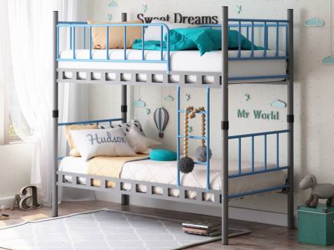 Кровать-трансформер Мальта серый с голубым