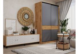 Шкаф-купе SLIM 2-хдверный BS15-6.2D дуб вотан-черный муар