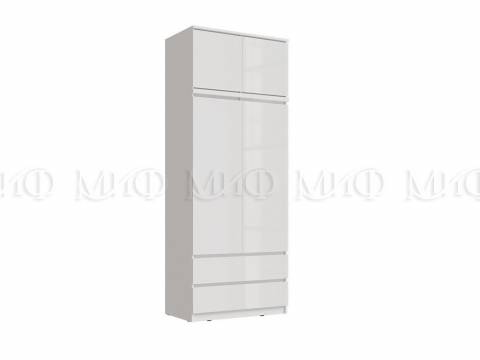 Шкаф 2-х створчатый комбинированный с антресолью 900 Челси Белый