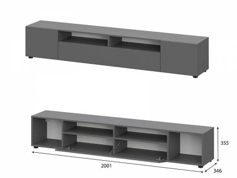 Тумба для телевидеоаппаратуры Денвер Графит серый
