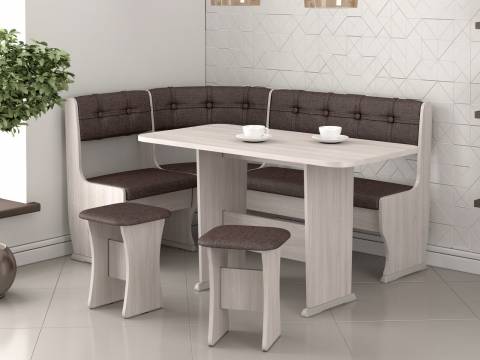 Кухонный уголок Ника-1 Люкс ясень шимо светлый-коричневый