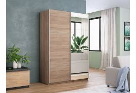 Шкаф-купе Прайм 2-х дверный 1400 Зеркало/ДСП Сонома