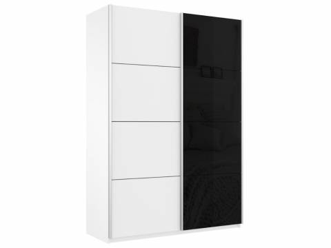 Шкаф-купе Прайм 2-х дверный 1400 ДСП/Стекло Черное Белый Снег