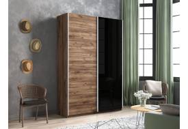 Шкаф-купе Прайм 2-х дверный 1400 ДСП/Стекло Черное Крафт табачный