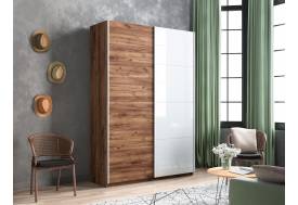 Шкаф-купе Прайм 2-х дверный 1600 ДСП/Стекло Белое Крафт табачный