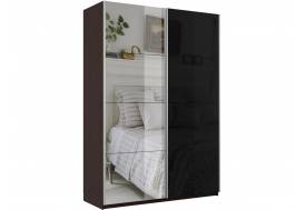 Шкаф-купе Прайм 2-х дверный 1400 Зеркало/Стекло Черное Венге