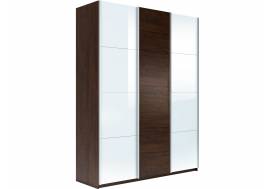 Шкаф-купе Прайм 3-х дверный 1800 два Стекла Белые/ДСП Венге