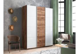 Шкаф-купе Прайм 3-х дверный 2100 два Стекла Белые/ДСП Крафт табачный