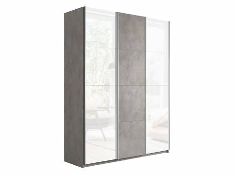 Шкаф-купе Прайм 3-х дверный 2100 два Стекла Белые/ДСП Бетон