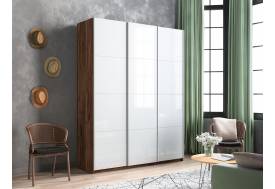 Шкаф-купе Прайм 3-х дверный 2100 три стекла белые Крафт табачный