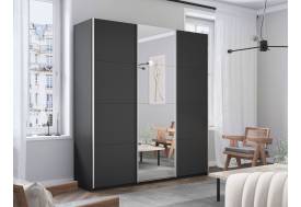 Шкаф-купе Прайм Широкий 3-х дверный два ДСП/Зеркало Серый Диамант