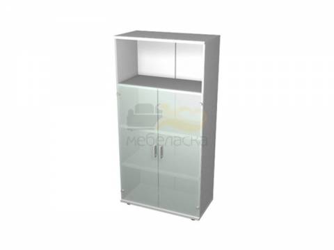 Шкаф-стеллаж четырёхъярусный двухсекционный с двумя дверями ПДС3