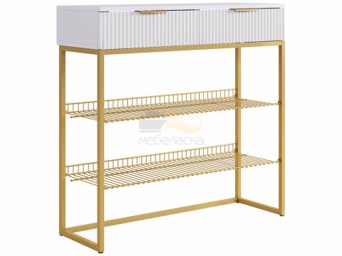 Обувница Классная 1 белый матовый/золото