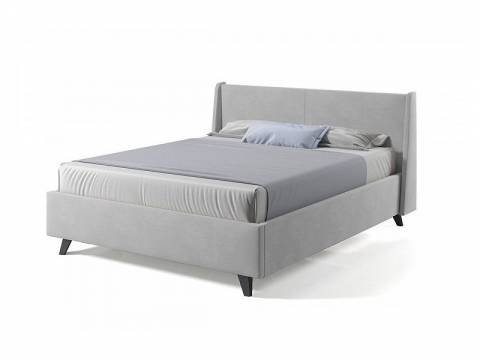 Кровать Лорен с ПМ 1600х2000 мм микровелюр светло-серый