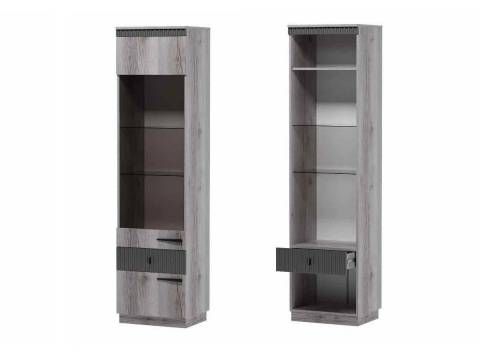 Шкаф витрина пенал на цоколе Ольга 3 дуб делано