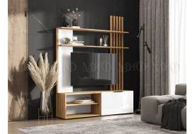 Гостиная Роджина Белый глянец, Дуб крафт