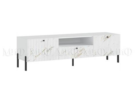 Тумба ТВ малая (металл) Оливия Мрамор Золото, Белый