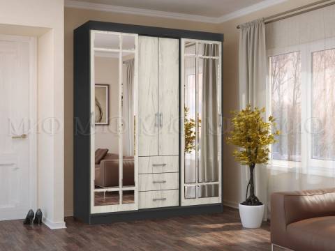 Шкаф-купе Маэстро Дуб Крафт Белый, Графит