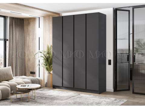 Шкаф четырехстворчатый Келвин (1600) Графит-вставка черная
