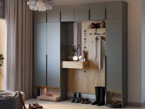 Прихожая Мебельсон К11 дуб крафт золотой/графит