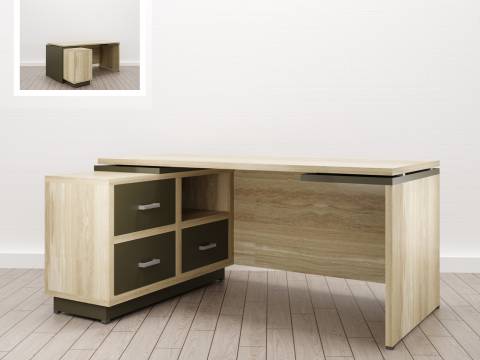 Стол для руководителя Дизайн Левый (Е-6) Eclectic eco Дуб рокпайл-Скала