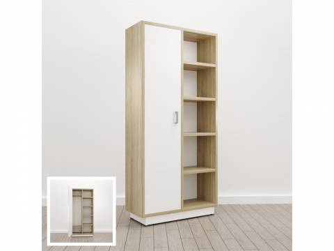 Шкаф комбинированный Левый (Е-13) Eclectic eco Дуб рокпайл-белый