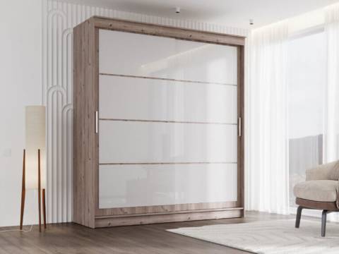 Шкаф-купе Гранд-1 2000 Дуб Горный-двери Лакобель белый