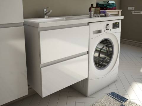 Тумба с раковиной Dallas Luxe 1050 навесная 2 ящика левая