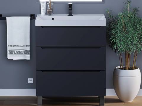 Тумба с раковиной Uperwood Tanos 3 ящика напольная 70 см черная