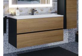 Тумба с раковиной Uperwood Barsa 100 см раковина белая-тумба черная/дуб сонома