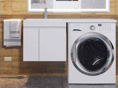 Тумба с раковиной Uperwood Magenta 60-120 см подвесная белая с дверцами левая