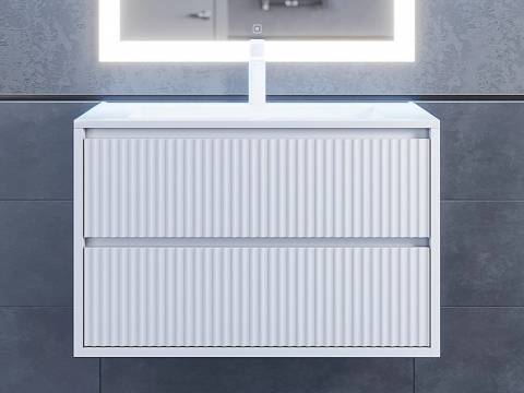 Тумба с раковиной Uperwood Next Premium белая 2 ящика 80 см