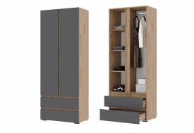Шкаф Хелен 2-х створчатый ШК 01 Дуб крафт золотой-Серый графит