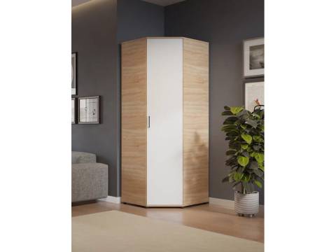 Шкаф угловой со штангой и полками арт. 557 дуб сонома/белый